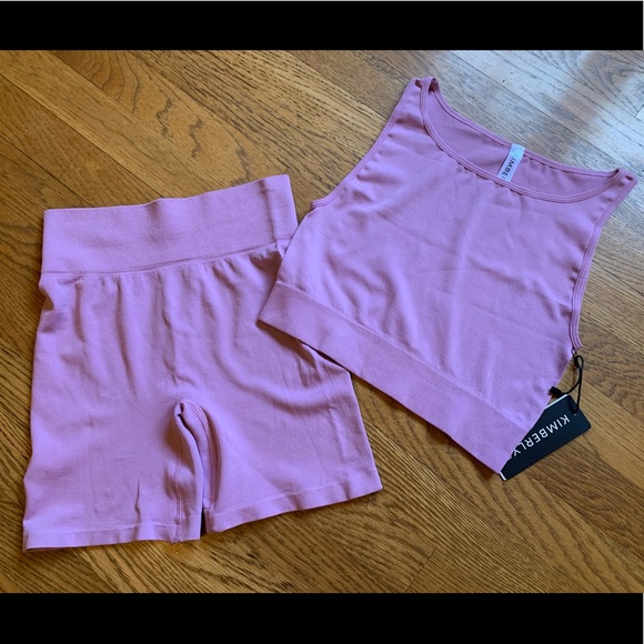 2 pc workout set Seamless Crop Top & Biker Short Set size S - Picture 8 of 13